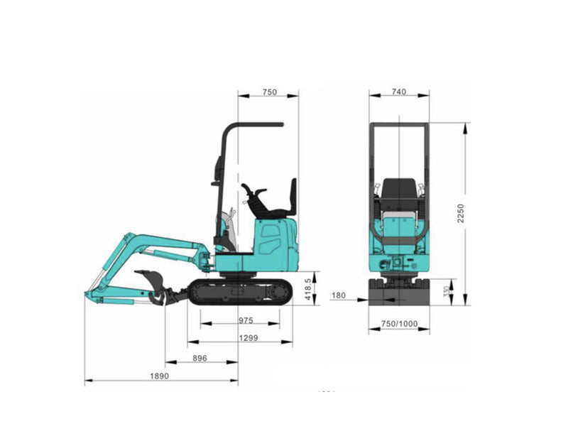 Minigraver 1 ton, Sunward SWE08B m. joystick